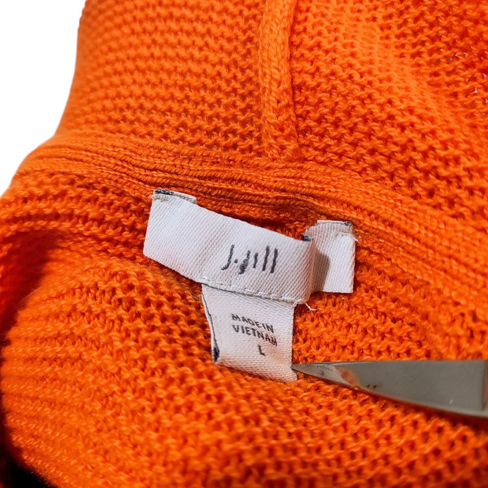 NWT J.Jill Sunset Orange Cotton Blend Knit Sweater Fall Pumpkin Cozy Halloween - Picture 8 of 11